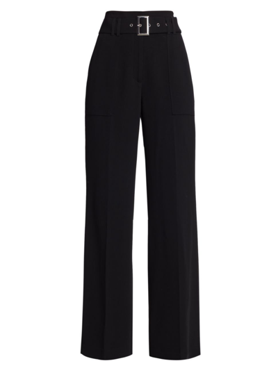 Elie Tahari Belted Wide-leg Trousers In Black