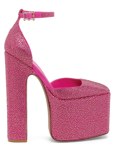 Valentino Garavani Embellished Leather Platform Ankle-strap Pumps In Pink