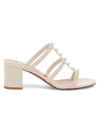 Valentino Garavani Rockstud Patent Leather Mules In Light Ivory