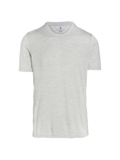 Brunello Cucinelli Men's Silk & Cotton Crewneck T-shirt In Grau