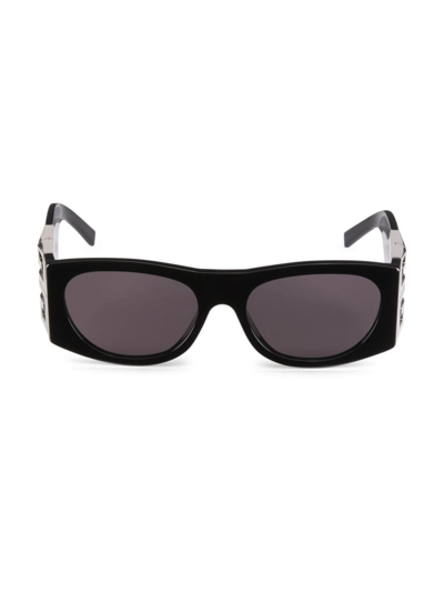 Givenchy 4g 56mm Rectangular Sunglasses In Shiny Black