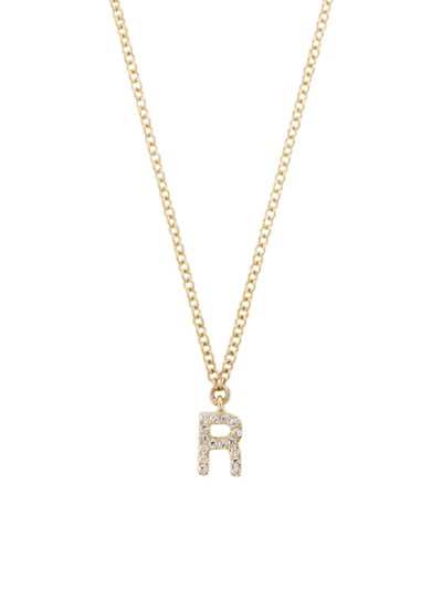 Saks Fifth Avenue Women's 14k Yellow Gold & 0.03 Tcw Diamond Initial Pendant Necklace In Initial R