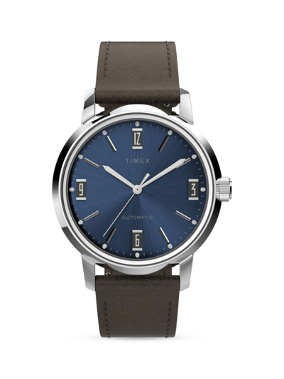Timex Marlin Stainless Steel Watch In Brown/blue/silver Tone