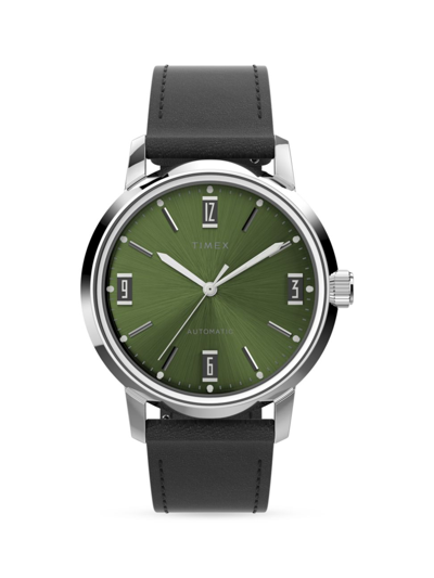 Timex Marlin Stainless Steel Watch In Green/silver Tone/black