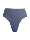Yummie Gaia High Waist Bikini Bottom Swimsuit In Blue