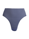 Yummie Gaia High Waist Bikini Bottom Swimsuit In Vintage Indigo