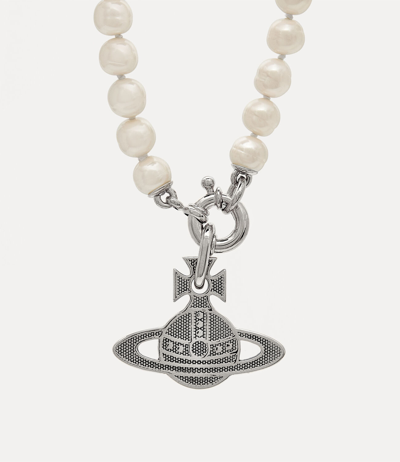 Vivienne Westwood Man. Hilario Pearl Necklace In Silver