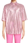 ACNE STUDIOS SEQUIN METALLIC BUTTON-UP SHIRT