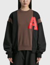 Ambush Collegiate-print Patchwork Sweatshirt In Brown
