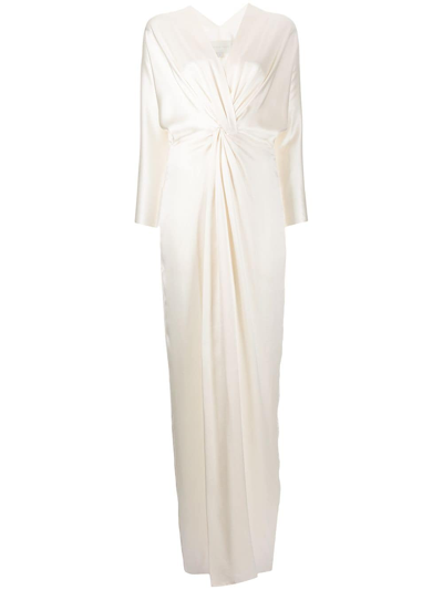 Michelle Mason Twist-detail Silk Gown In Neutrals