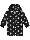 Dolce & Gabbana Dg-logo Hooded Down Coat In Black
