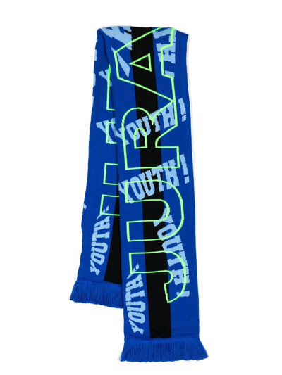 Liberal Youth Ministry Intarsia-knit Colour-block Scarf In Blue