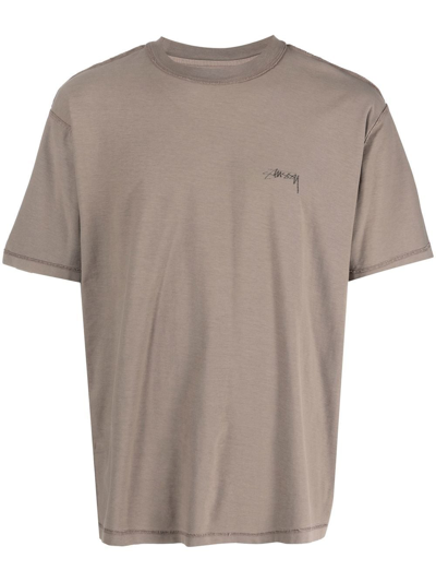 Stussy Pig. Dyed Inside Out Crew-neck T-shirt In Brown
