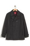 Izod Double Breasted Wool Blend Peacoat In Charcoal
