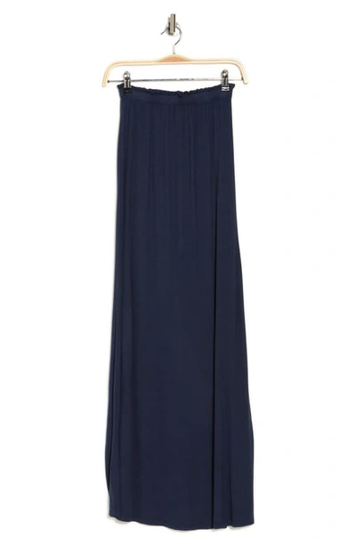 Go Couture One Slit Ruffle Maxi Skirt In Navy