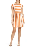 Boden Cotton Jersey T-shirt Dress In Dusty Orange And Ivory Stripe