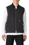 Dickies Stonewashed Duck High Pile Fleece Lined Vest In Stonewashed Black