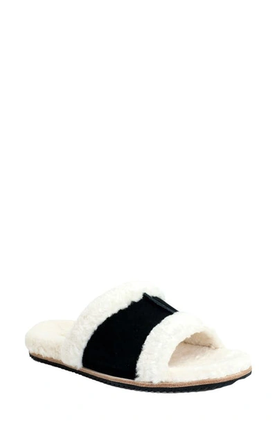 Revitalign Clara Orthotic Faux Fur Lined Slide Slipper In Black