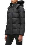 Moose Knuckles Cloud 3q Down Jacket With Removable Genuine Shearling Trim In Black With Black Shearling