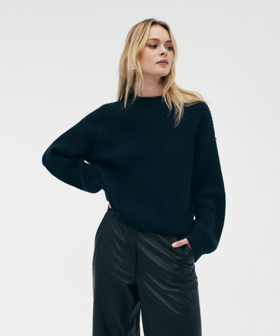 Naadam Super Luxe Cashmere Fisherman Sweater In Dark Navy