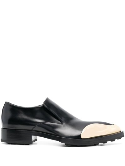 Jil Sander Two-tone Almond-toe Loafers In Black