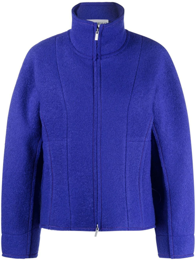 Issey Miyake Zip-front Wool Jacket In Blau