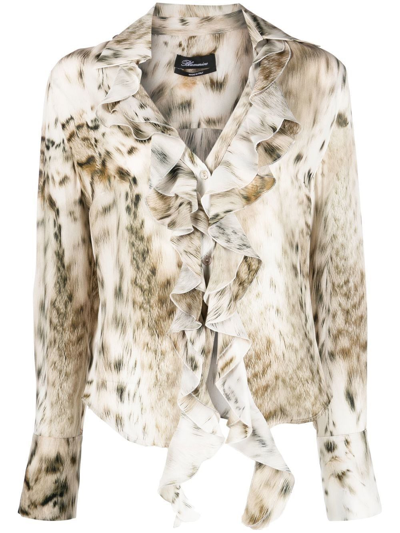 Blumarine Leopard-print Silk Blouse In Multicolor