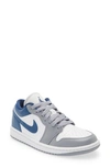 Jordan Nike Air  1 Low Sneaker In Stealth/ French Blue/ White