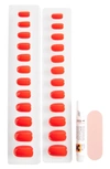 Static Nails Round Pop-on Reusable Manicure Set In Sexy Red Round