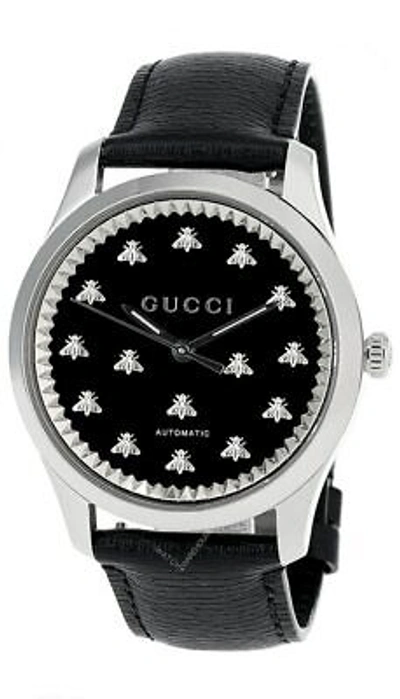 Pre-owned Gucci G-timeless 42mm Auto Black Onyx Stone Dial Men's Watch Ya126286