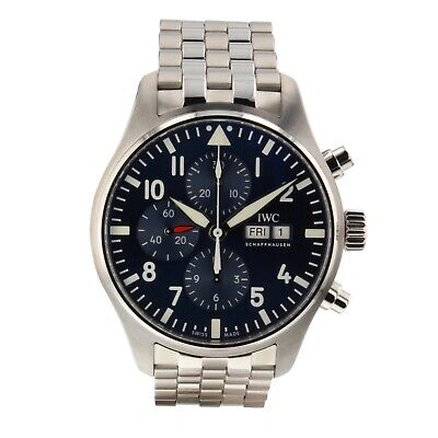 Pre-owned Iwc Schaffhausen Iwc Pilot's Le Petit Prince Steel Automatic 43 Mm Blue Dial Watch Iw377717
