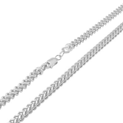 Pre-owned Wheat Franco 10k White Gold Mens 3mm Franco Square Box Foxtail Wheat Necklace Chain 26"
