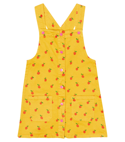 Stella Mccartney Kids' Printed Cotton-blend Dungaree Dress In Giallo/multicolor