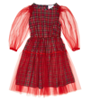 Paade Mode Tulle-trimmed Checked Cotton Dress In Red