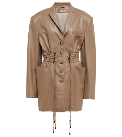 The Mannei Ruched-detail Single-breasted Jacket In Beige