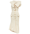 Jacquemus Camargue Asymmetric Linen And Silk-blend Maxi Dress In Light Beige