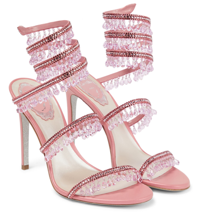 René Caovilla 105mm Satin Chandelier Sandals In 粉色