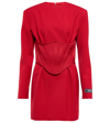 Versace Silk Satin-trimmed Crepe Mini Dress In Dark Red