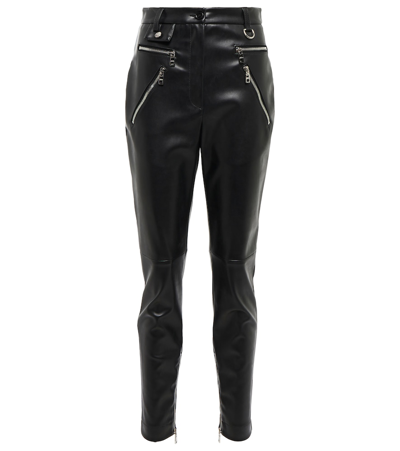 Dolce & Gabbana High-rise Leather Trousers In Black