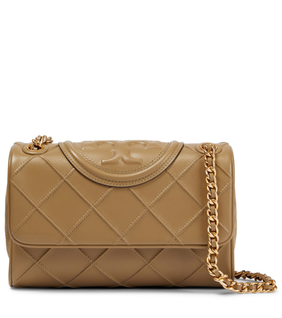 Tory Burch Fleming Small Leather Shoulder Bag In Pebblestone