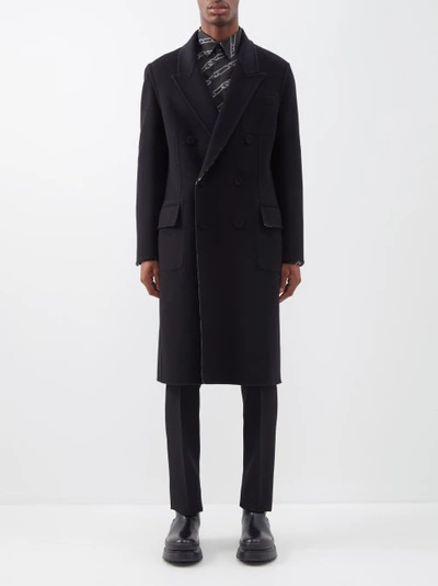 Fendi Double-breasted Reversible Wool-blend Overcoat In Black