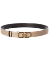 Ferragamo Salvatore  Gancini Reversible & Adjustable Leather Belt In Beige