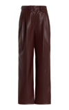 THE FRANKIE SHOP PERNILLE PLEATED FAUX LEATHER WIDE-LEG PANTS