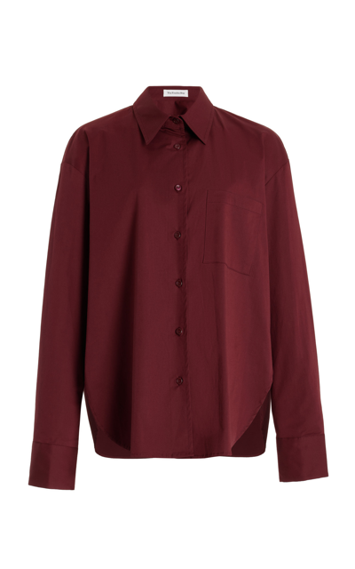 The Frankie Shop Lui Cotton Twill Shirt In Burgundy | ModeSens