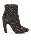 Bottega Veneta Dark Brown Leather Atomic Ankle Boots In Black