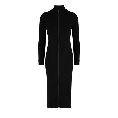 Loewe Ribbed Wool-blend Midi Dress In Black