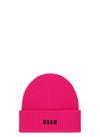 Msgm Embroidered-logo Knit Beanie In Fuchsia