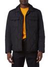 Andrew Marc Niles Stretch Water Resistant Quilted Shirt Jacket In Navy