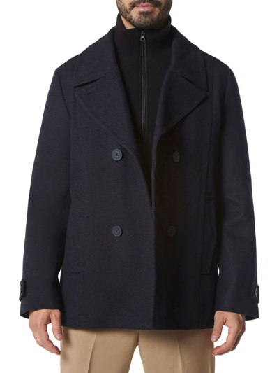 Andrew Marc Men's Danton Melton Wool Blend Peacoat In Blue Heather