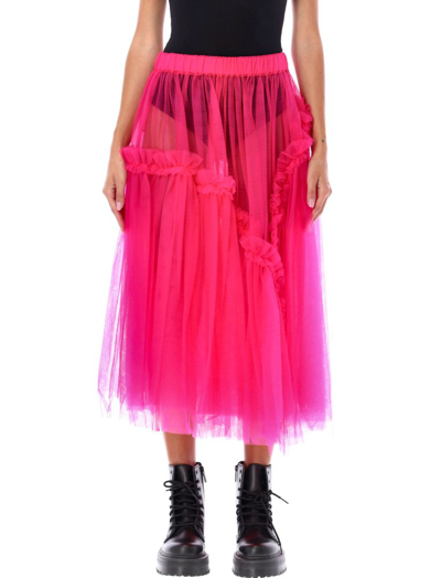 Noir Kei Ninomiya Ruffle-trimmed Tulle Midi Skirt In Pink